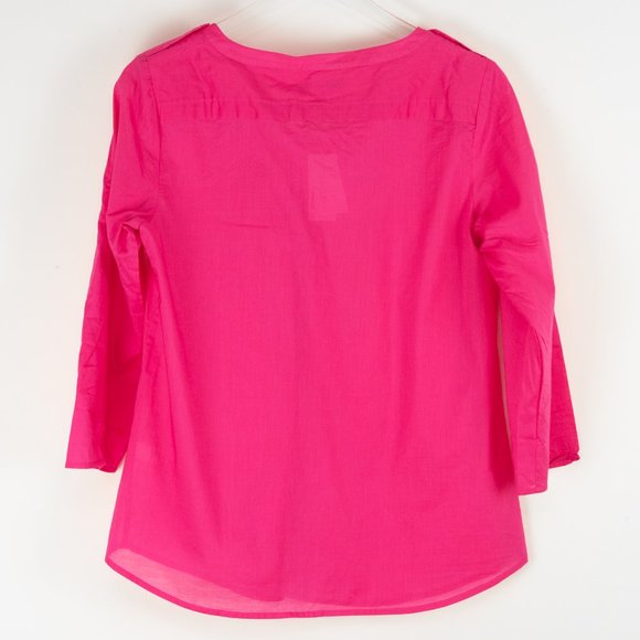 Banana Republic Shirt Cotton Blouse Quarter Sleeve Bright Pink Size Medium New - Picture 2 of 6